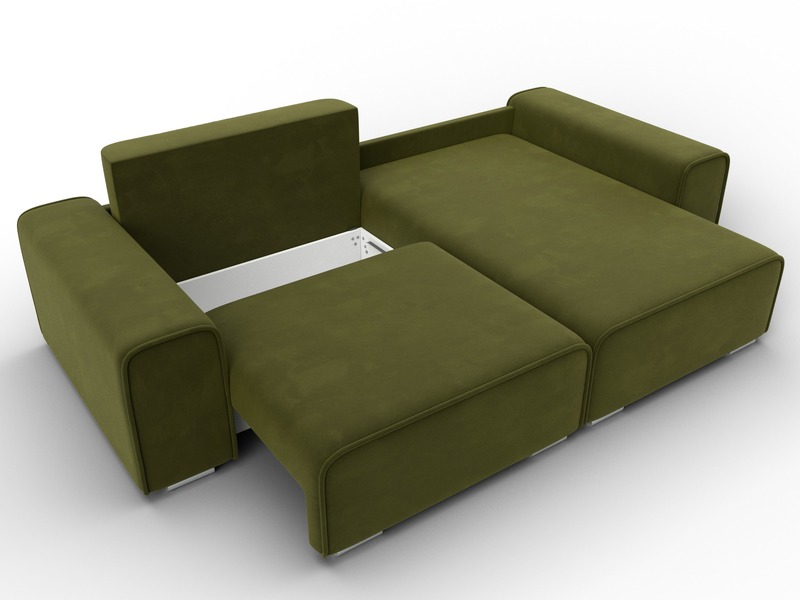Диван угловой Лига-029, Микровельвет, Зеленый