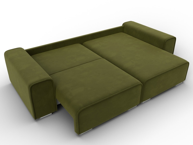 Диван угловой Лига-029, Микровельвет, Зеленый