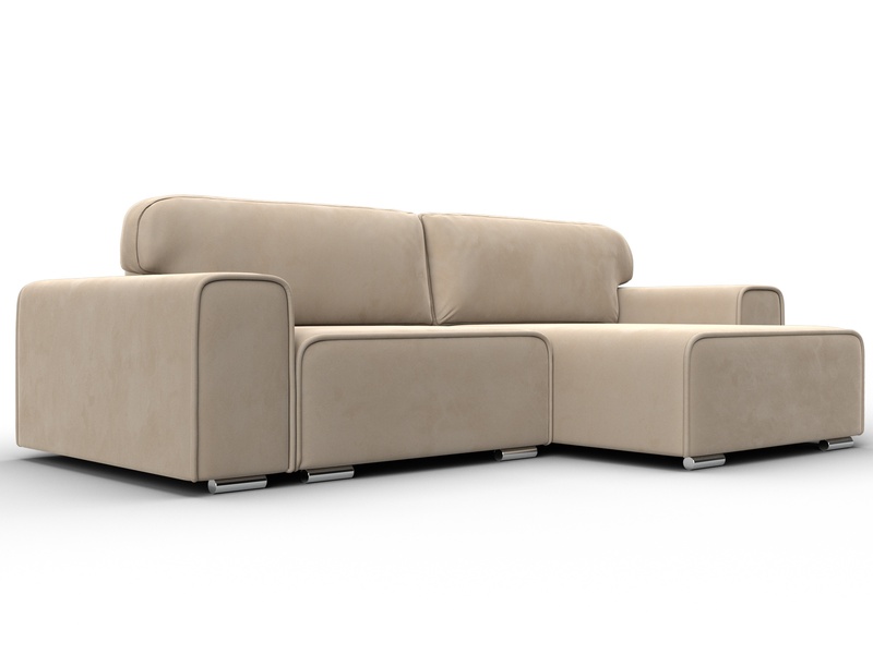 Диван угловой Лига-029, Велюр, SEVEN 729 бежевый