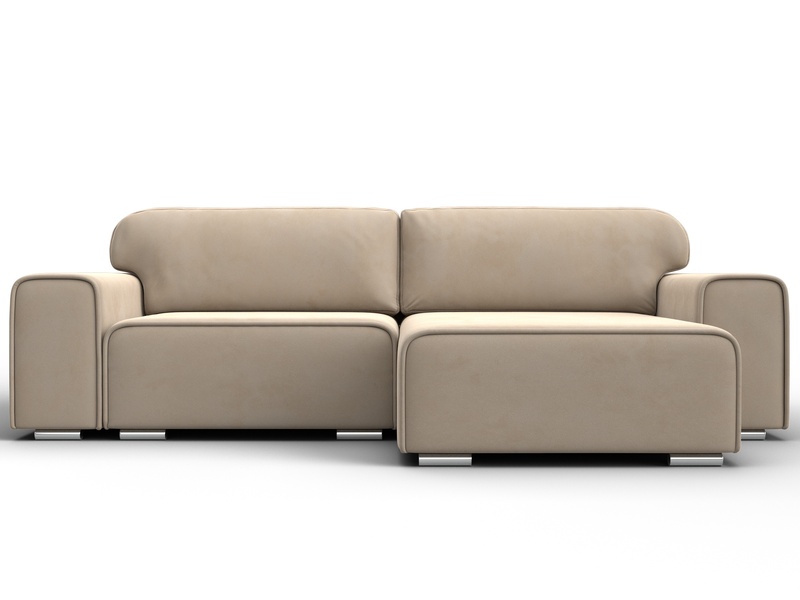 Диван угловой Лига-029, Велюр, SEVEN 729 бежевый