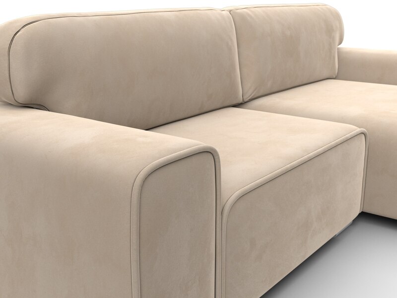 Диван угловой Лига-029, Велюр, SEVEN 729 бежевый