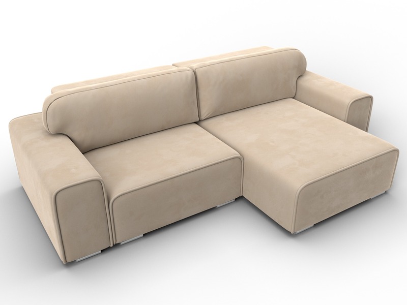 Диван угловой Лига-029, Велюр, SEVEN 729 бежевый