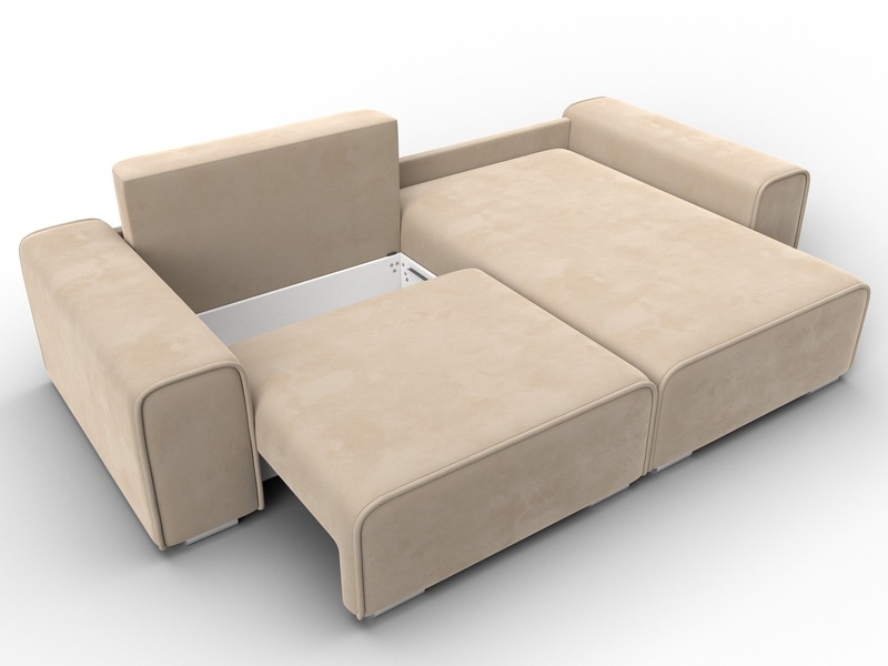 Диван угловой Лига-029, Велюр, SEVEN 729 бежевый