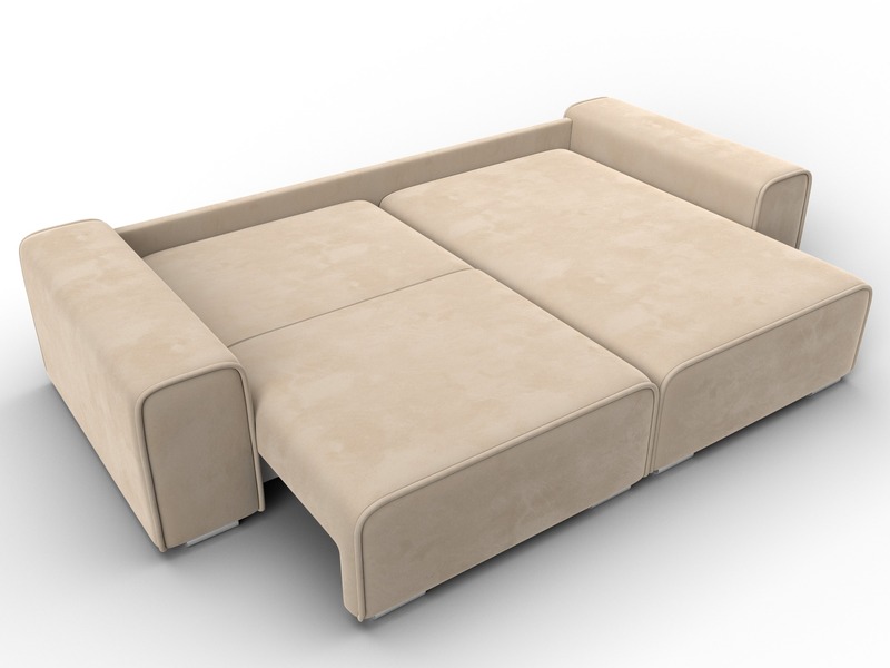 Диван угловой Лига-029, Велюр, SEVEN 729 бежевый