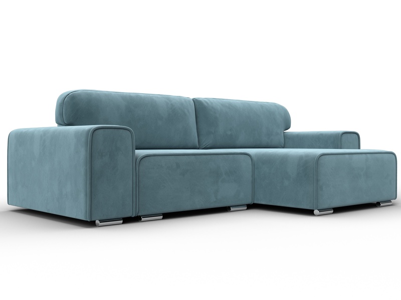 Диван угловой Лига-029, Велюр, SEVEN 113 бирюзовый