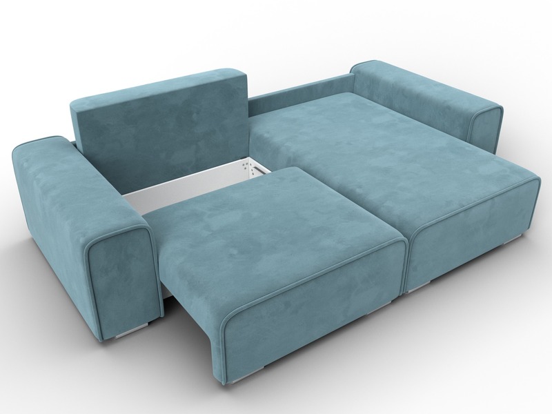 Диван угловой Лига-029, Велюр, SEVEN 113 бирюзовый