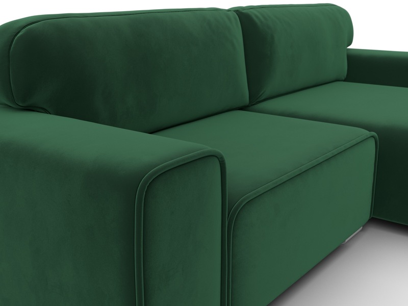 Диван угловой Лига-029, Велюр, SEVEN 626 зеленый