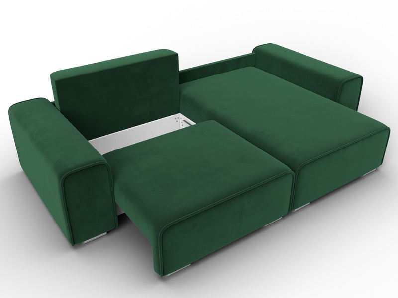 Диван угловой Лига-029, Велюр, SEVEN 626 зеленый