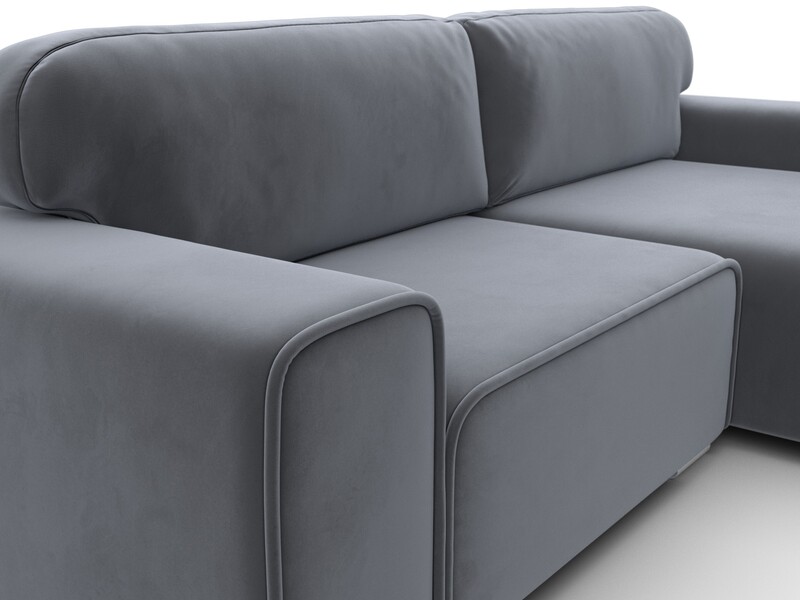Диван угловой Лига-029, Велюр, SEVEN 17 серый