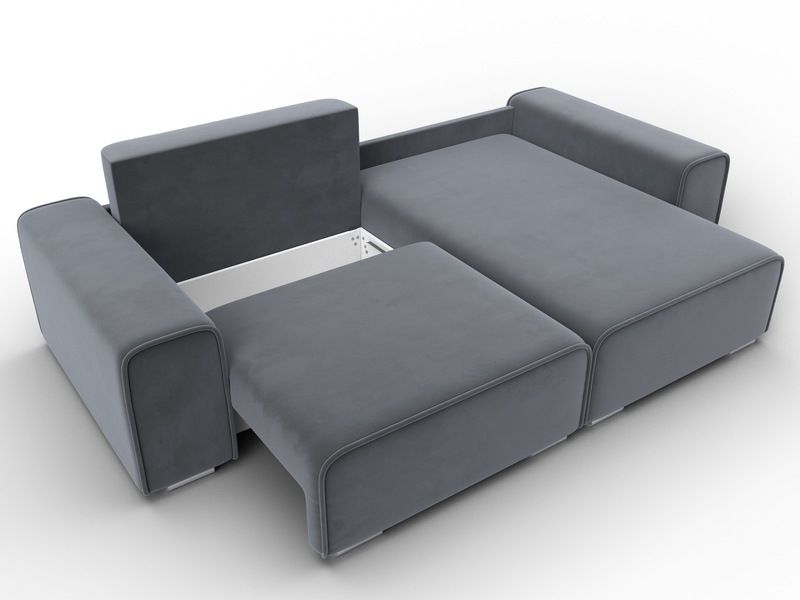 Диван угловой Лига-029, Велюр, SEVEN 17 серый