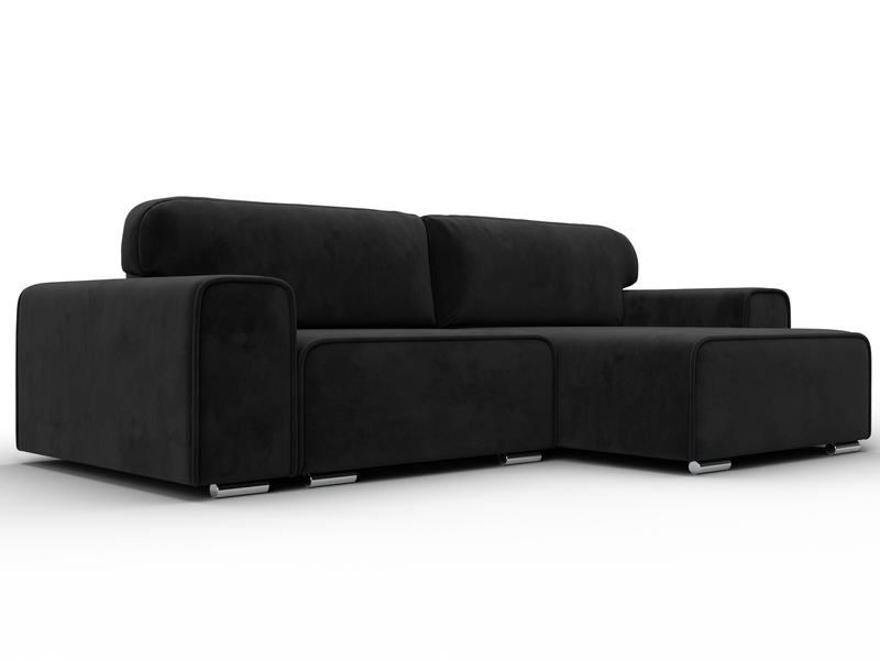 Диван угловой Лига-029, Велюр, SEVEN 35 черный