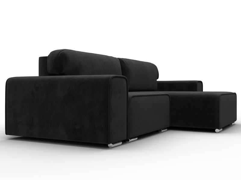 Диван угловой Лига-029, Велюр, SEVEN 35 черный
