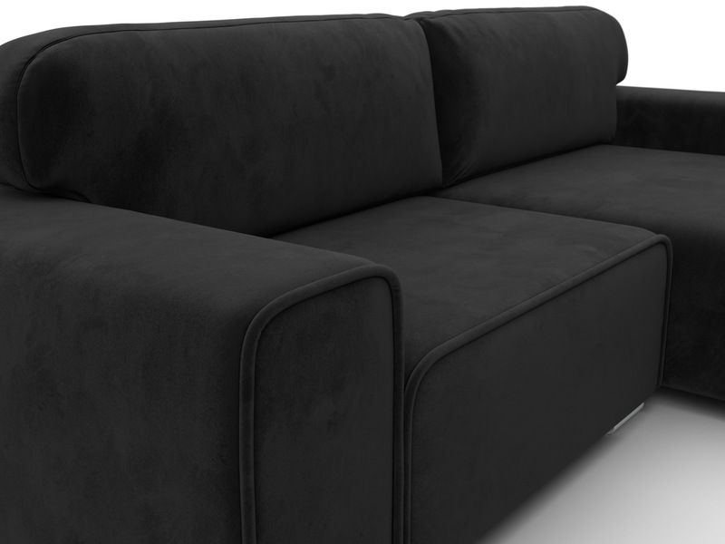 Диван угловой Лига-029, Велюр, SEVEN 35 черный