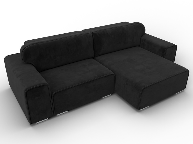 Диван угловой Лига-029, Велюр, SEVEN 35 черный