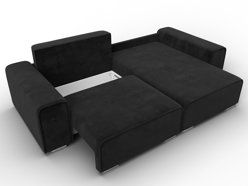 Диван угловой Лига-029, Велюр, SEVEN 35 черный