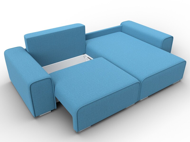 Диван угловой Лига-029, Рогожка, Амур 10 голубой