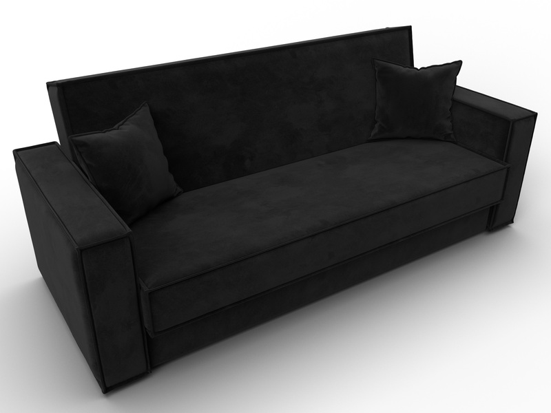 Диван-книжка Куба, Велюр, SEVEN 35 черный