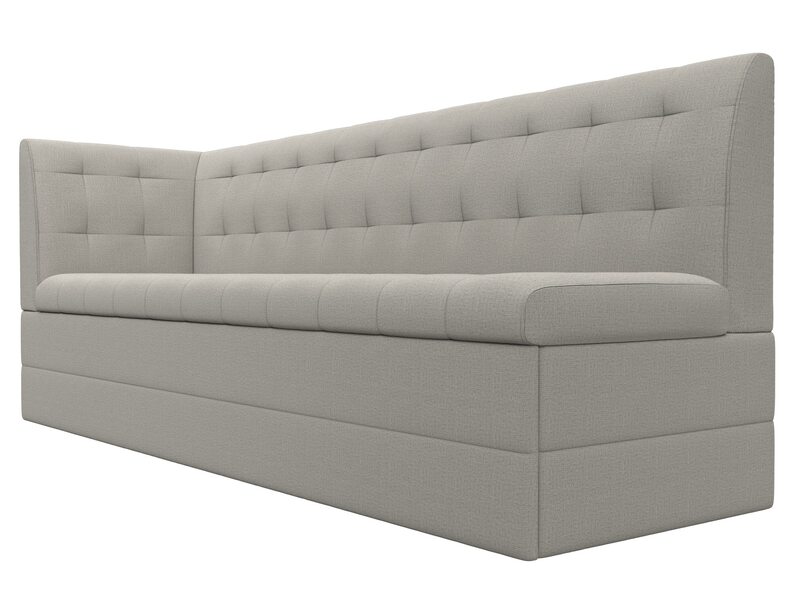 Диван кухонный прямой Бриз с углом слева, Рогожка, Амур 02 бежевый