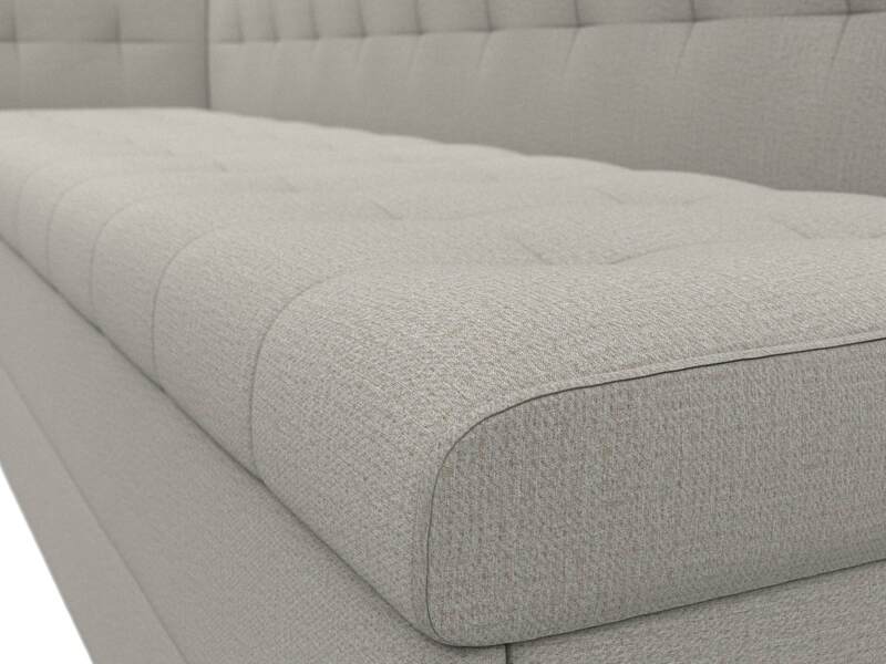 Диван кухонный прямой Бриз с углом слева, Рогожка, Амур 02 бежевый