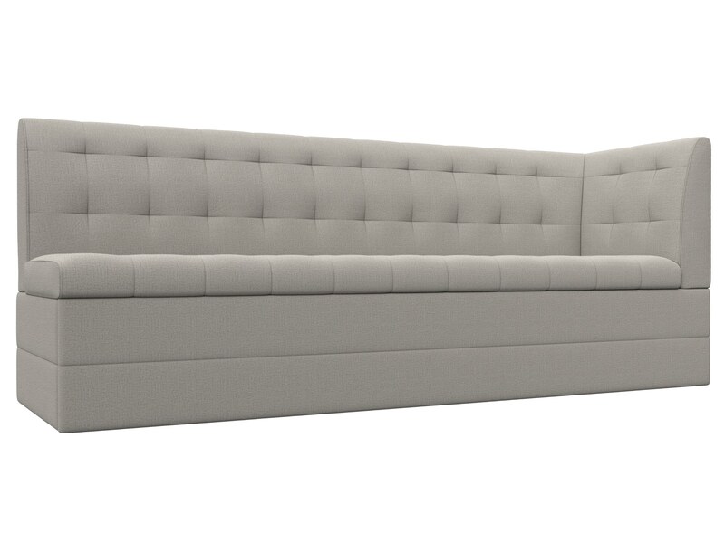 Диван кухонный прямой Бриз с углом справа, Рогожка, Амур 02 бежевый