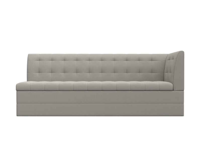 Диван кухонный прямой Бриз с углом справа, Рогожка, Амур 02 бежевый