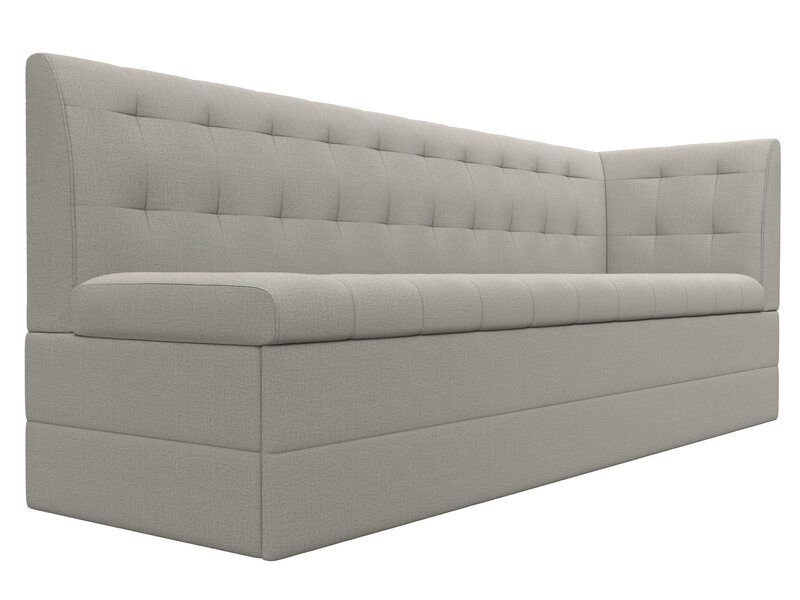 Диван кухонный прямой Бриз с углом справа, Рогожка, Амур 02 бежевый