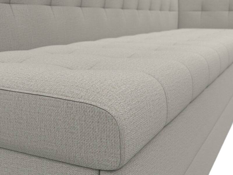 Диван кухонный прямой Бриз с углом справа, Рогожка, Амур 02 бежевый