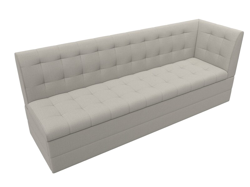 Диван кухонный прямой Бриз с углом справа, Рогожка, Амур 02 бежевый