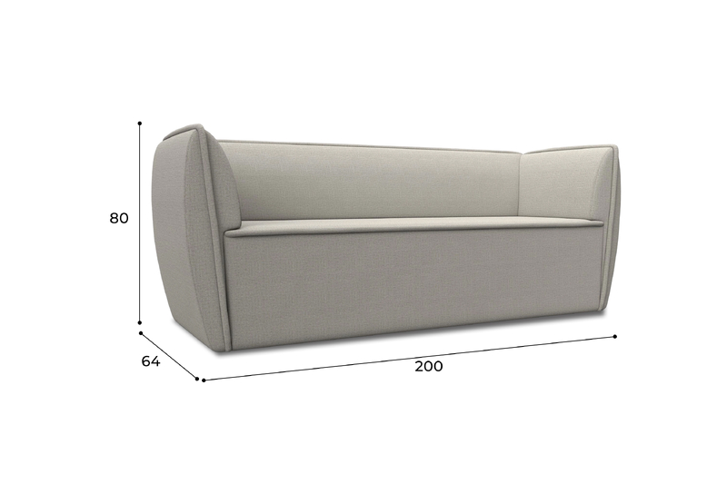 Диван кухонный прямой Бергамо 3-х местный, Рогожка, Амур 02 бежевый