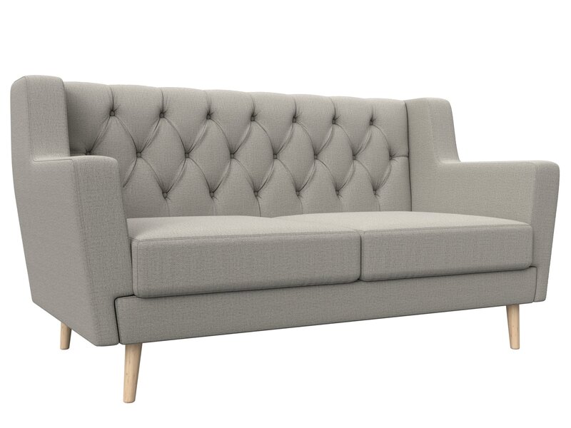 Диван кухонный прямой Брайтон 2 Люкс, Рогожка, Амур 02 бежевый