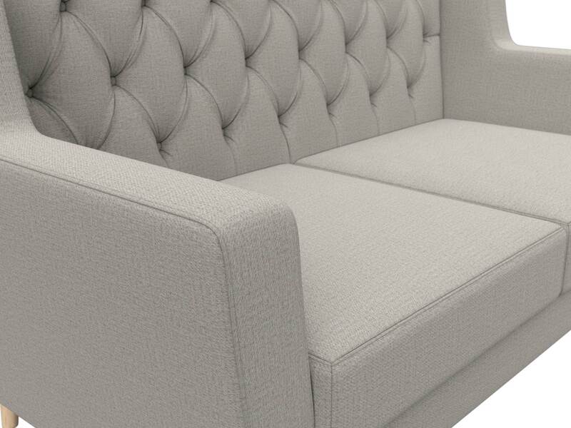 Диван кухонный прямой Брайтон 2 Люкс, Рогожка, Амур 02 бежевый