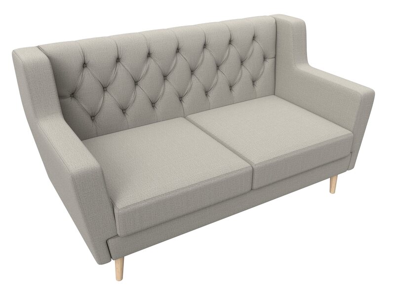 Диван кухонный прямой Брайтон 2 Люкс, Рогожка, Амур 02 бежевый