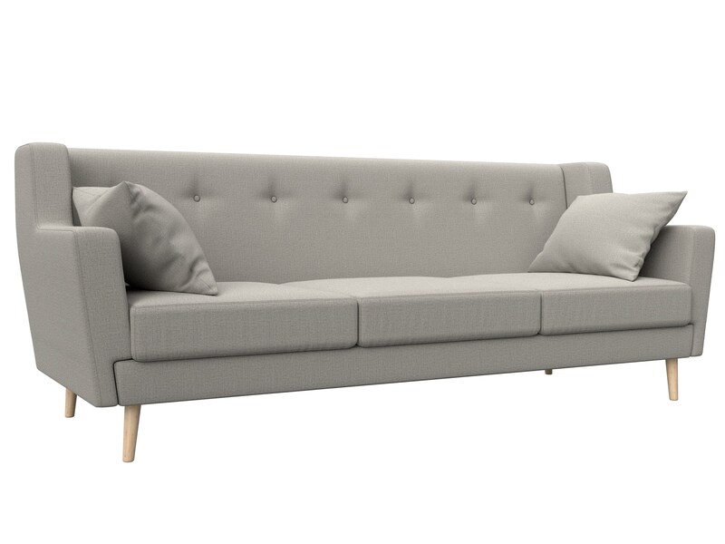 Диван кухонный прямой Брайтон 3, Рогожка, Амур 02 бежевый