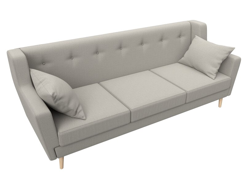 Диван кухонный прямой Брайтон 3, Рогожка, Амур 02 бежевый