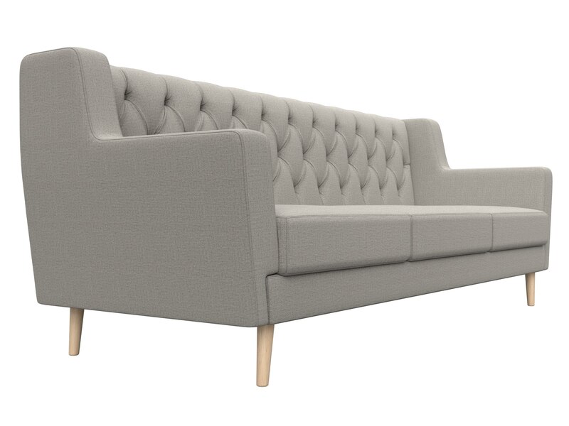 Диван кухонный прямой Брайтон 3 Люкс, Рогожка, Амур 02 бежевый