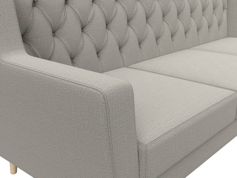 Диван кухонный прямой Брайтон 3 Люкс, Рогожка, Амур 02 бежевый