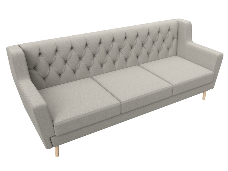 Диван кухонный прямой Брайтон 3 Люкс, Рогожка, Амур 02 бежевый