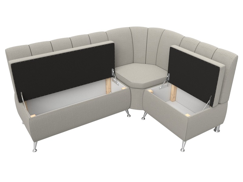 Диван кухонный угловой Кантри правый угол, Рогожка, Амур 02 бежевый