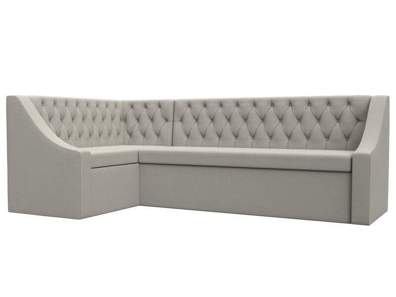 Диван кухонный угловой Мерлин левый угол, Рогожка, Амур 02 бежевый