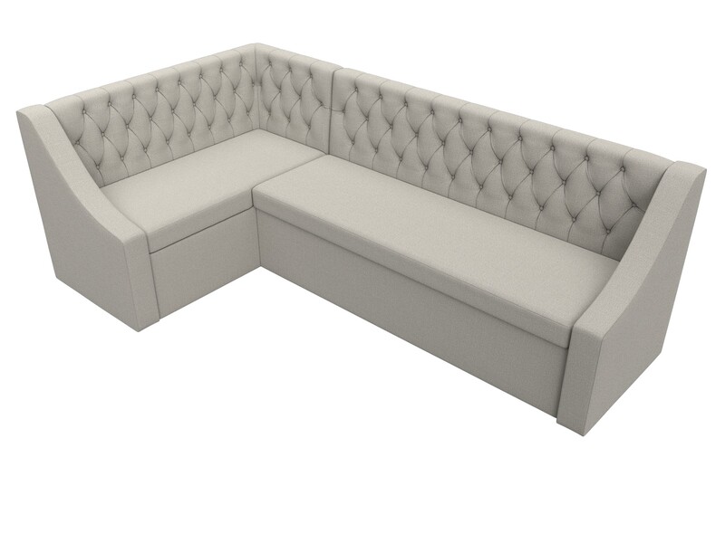 Диван кухонный угловой Мерлин левый угол, Рогожка, Амур 02 бежевый