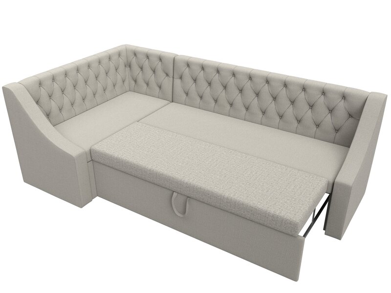 Диван кухонный угловой Мерлин левый угол, Рогожка, Амур 02 бежевый