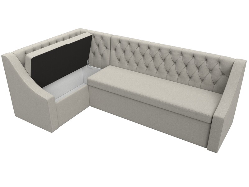 Диван кухонный угловой Мерлин левый угол, Рогожка, Амур 02 бежевый