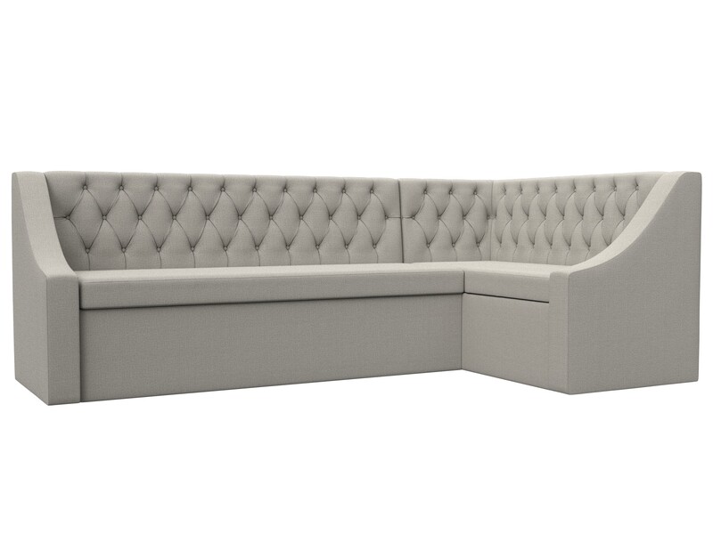 Диван кухонный угловой Мерлин правый угол, Рогожка, Амур 02 бежевый