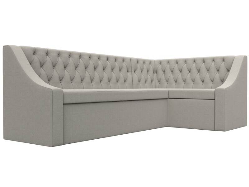 Диван кухонный угловой Мерлин правый угол, Рогожка, Амур 02 бежевый