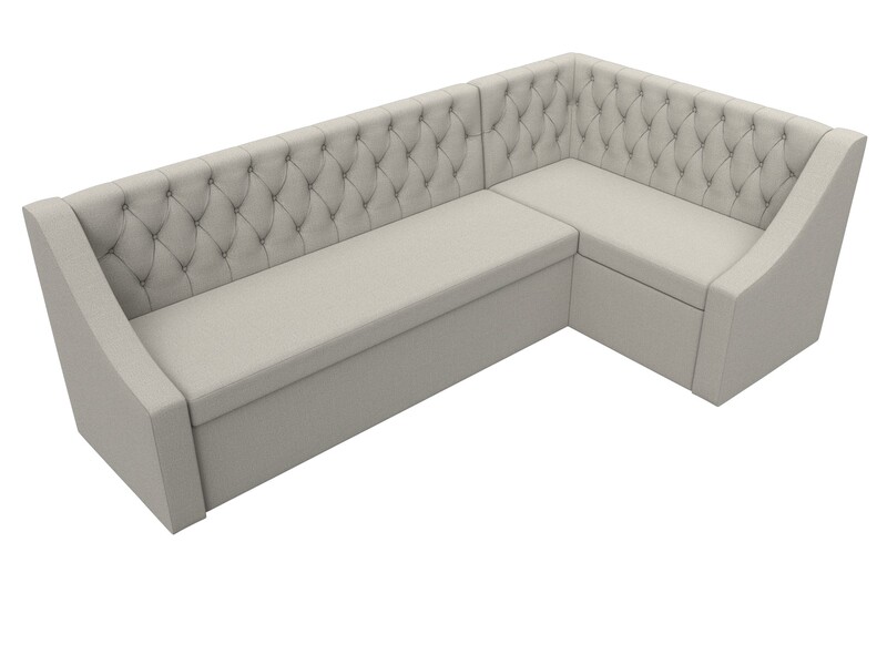 Диван кухонный угловой Мерлин правый угол, Рогожка, Амур 02 бежевый