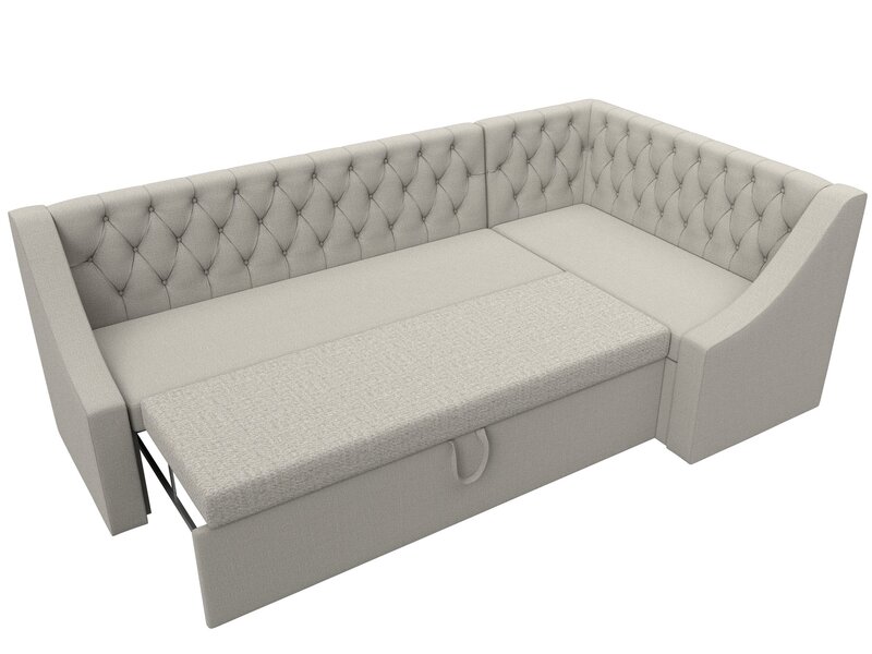 Диван кухонный угловой Мерлин правый угол, Рогожка, Амур 02 бежевый