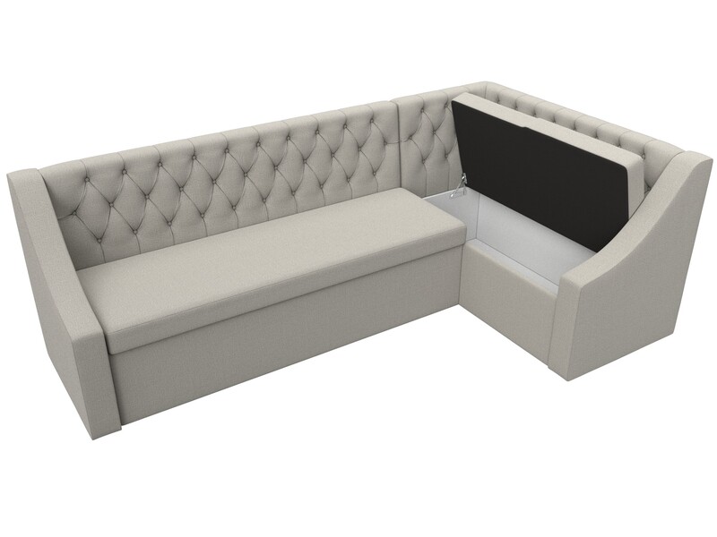 Диван кухонный угловой Мерлин правый угол, Рогожка, Амур 02 бежевый