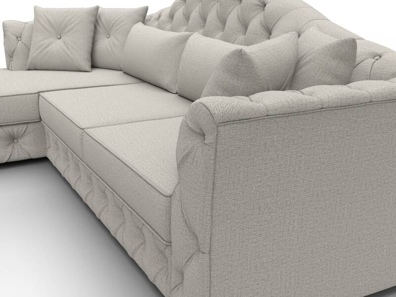 Диван угловой Артис левый угол, Рогожка, Амур 02 бежевый