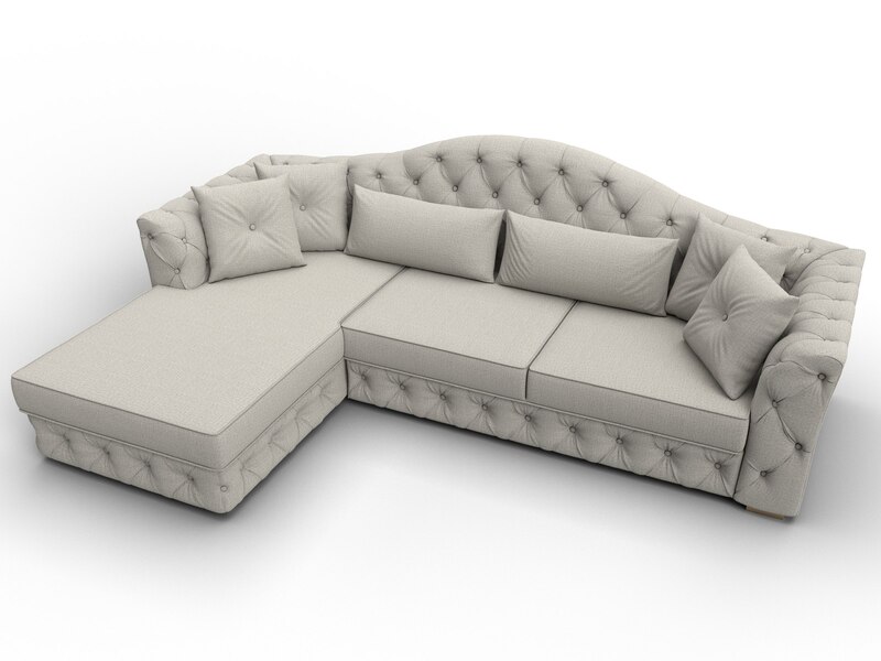 Диван угловой Артис левый угол, Рогожка, Амур 02 бежевый