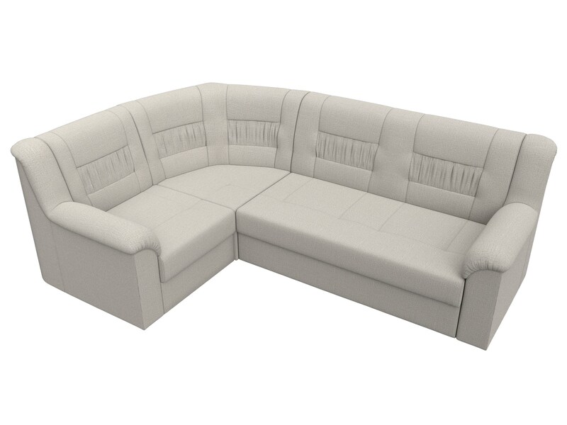 Диван угловой Карелия левый угол, Рогожка, Амур 02 бежевый